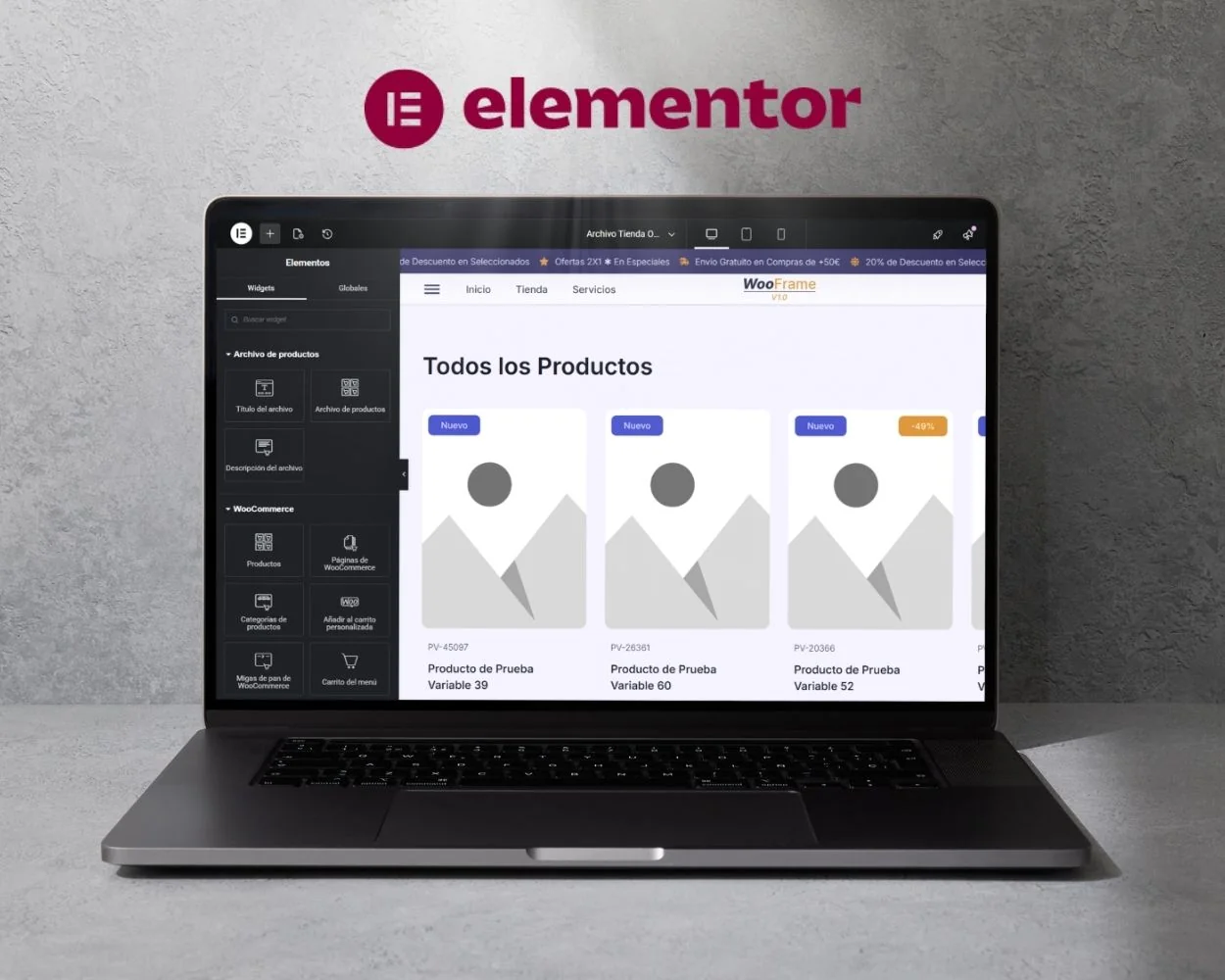 portatil-trabajando-con-elementor-pro-woocommerce