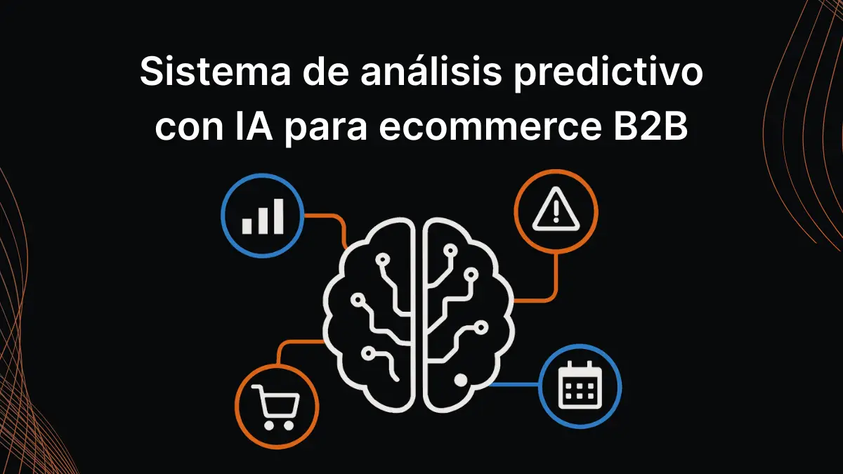 Visualización de sistema de análisis predictivo B2B con inteligencia artificial mostrando datos y conexiones neuronales
