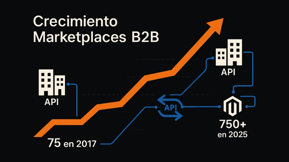 Crecimiento exponencial de marketplaces B2B de 2017 a 2025 mediante integraciones API