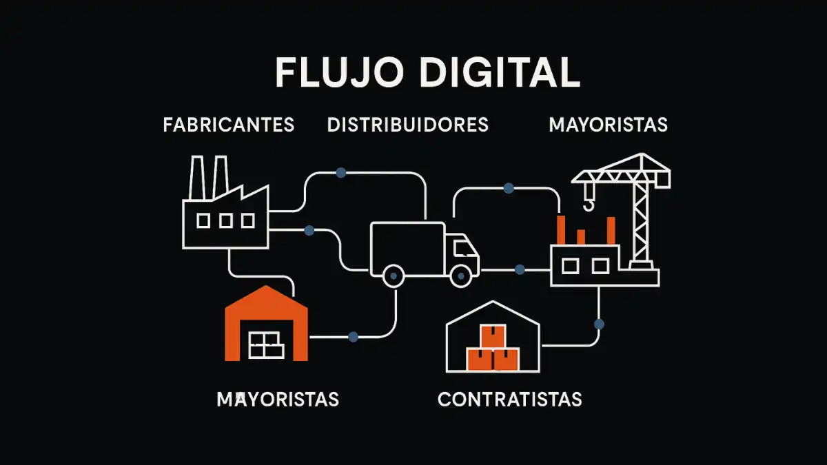 Distribución digitalizada materiales construcción múltiples actores cadena valor