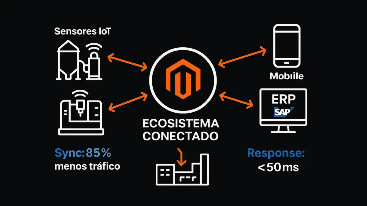 Integración Magento 2 ERP sensores IoT edge computing tiempo real