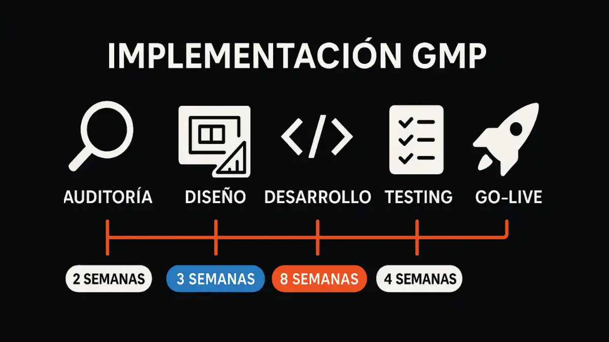 Magento 2 fases implementación GMP ready auditoría validación compliance
