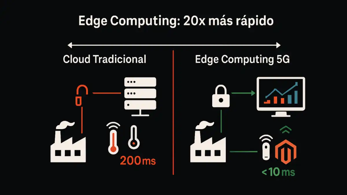 Magento 2 edge computing 5G manufactura reducción latencia tiempo real