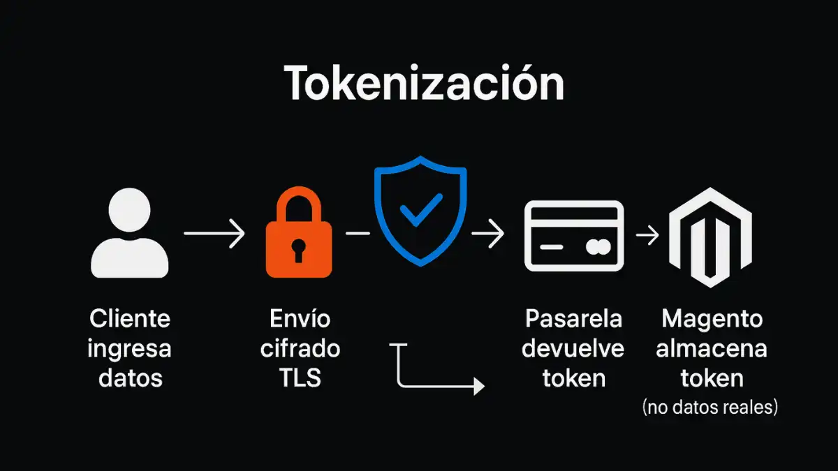 Tokenización Magento 2 PCI DSS flujo seguridad datos tarjetas proceso